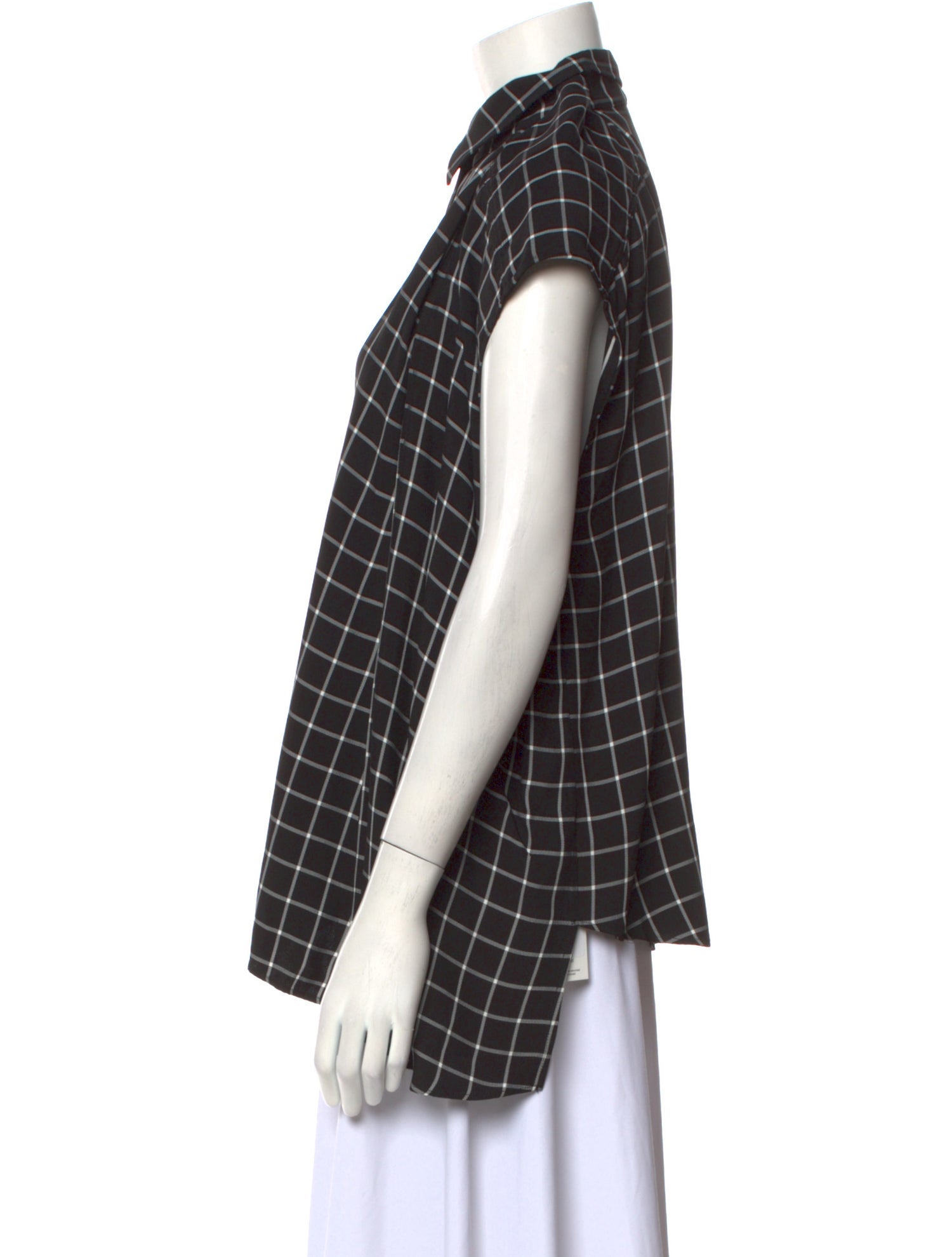 Balenciaga 2018 Plaid Print Button-Up Top