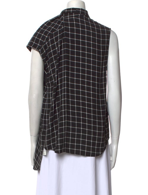 Balenciaga 2018 Plaid Print Button-Up Top