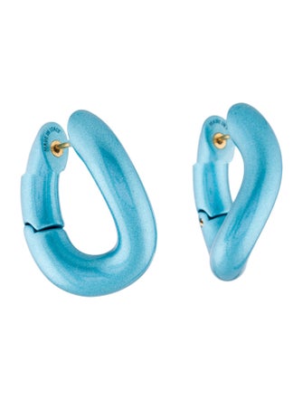 Balenciaga Enamel Wavy Loop Hoop Earrings