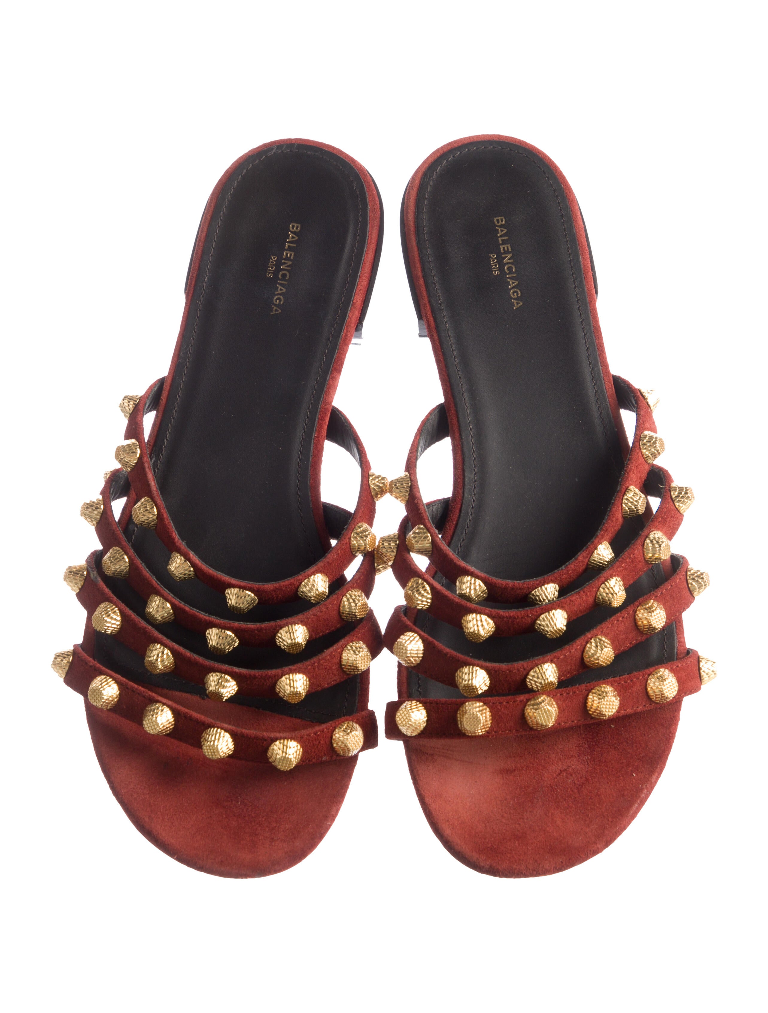 Balenciaga Leather Studded Accents Gladiator Sandals