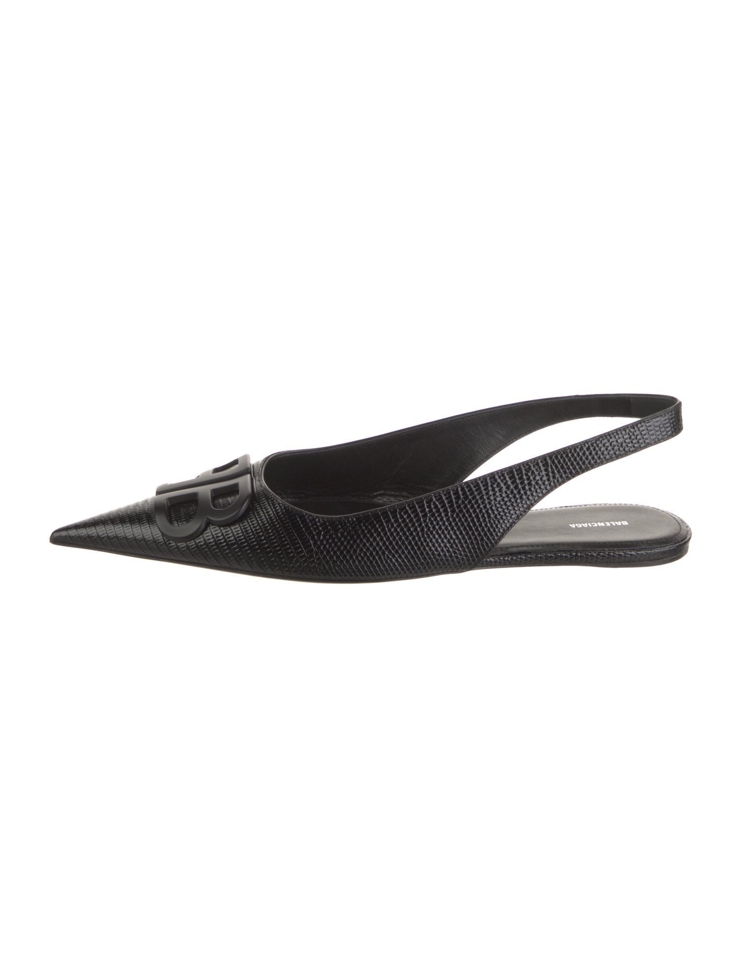 Balenciaga Leather Printed Slingback Flats
