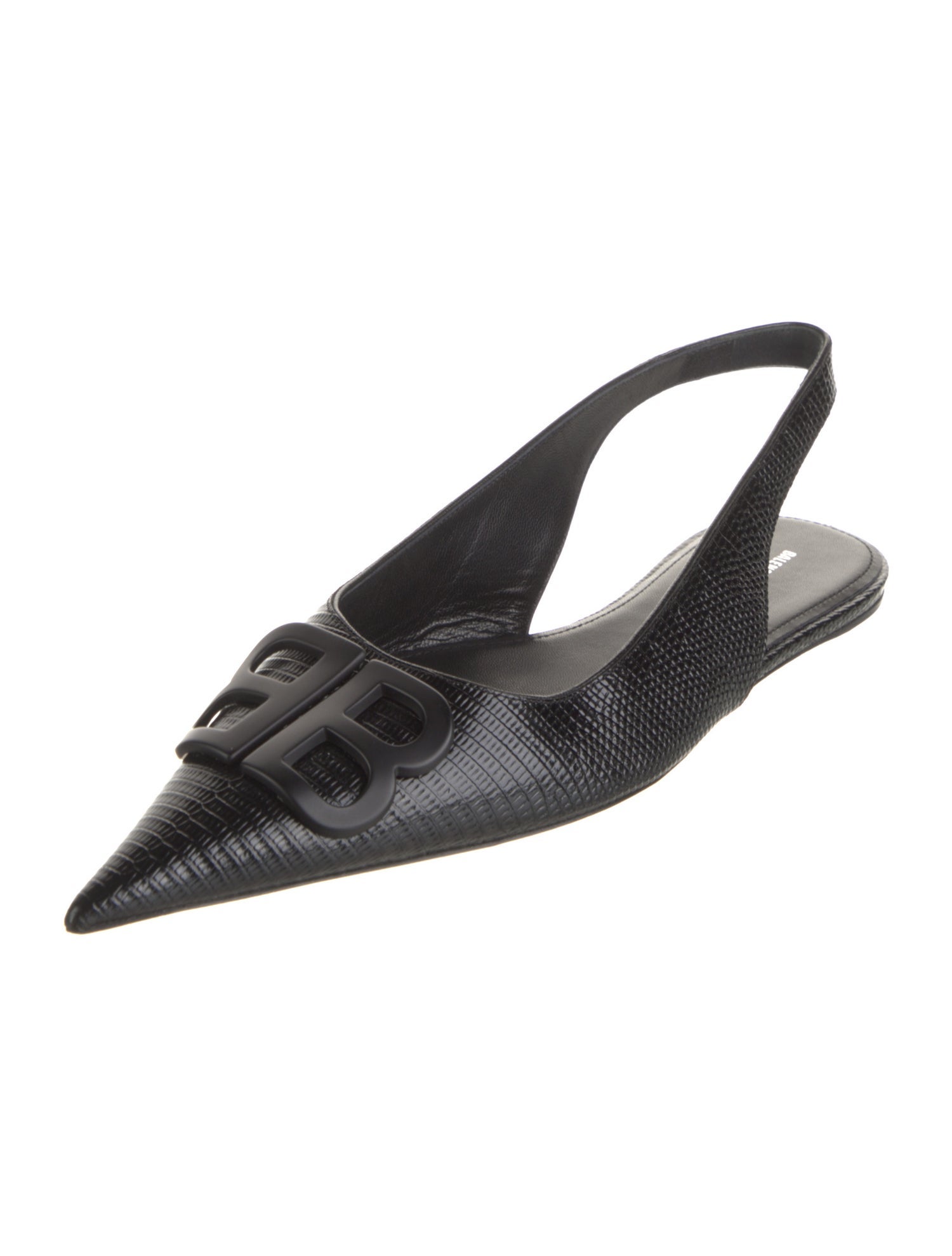Balenciaga Leather Printed Slingback Flats