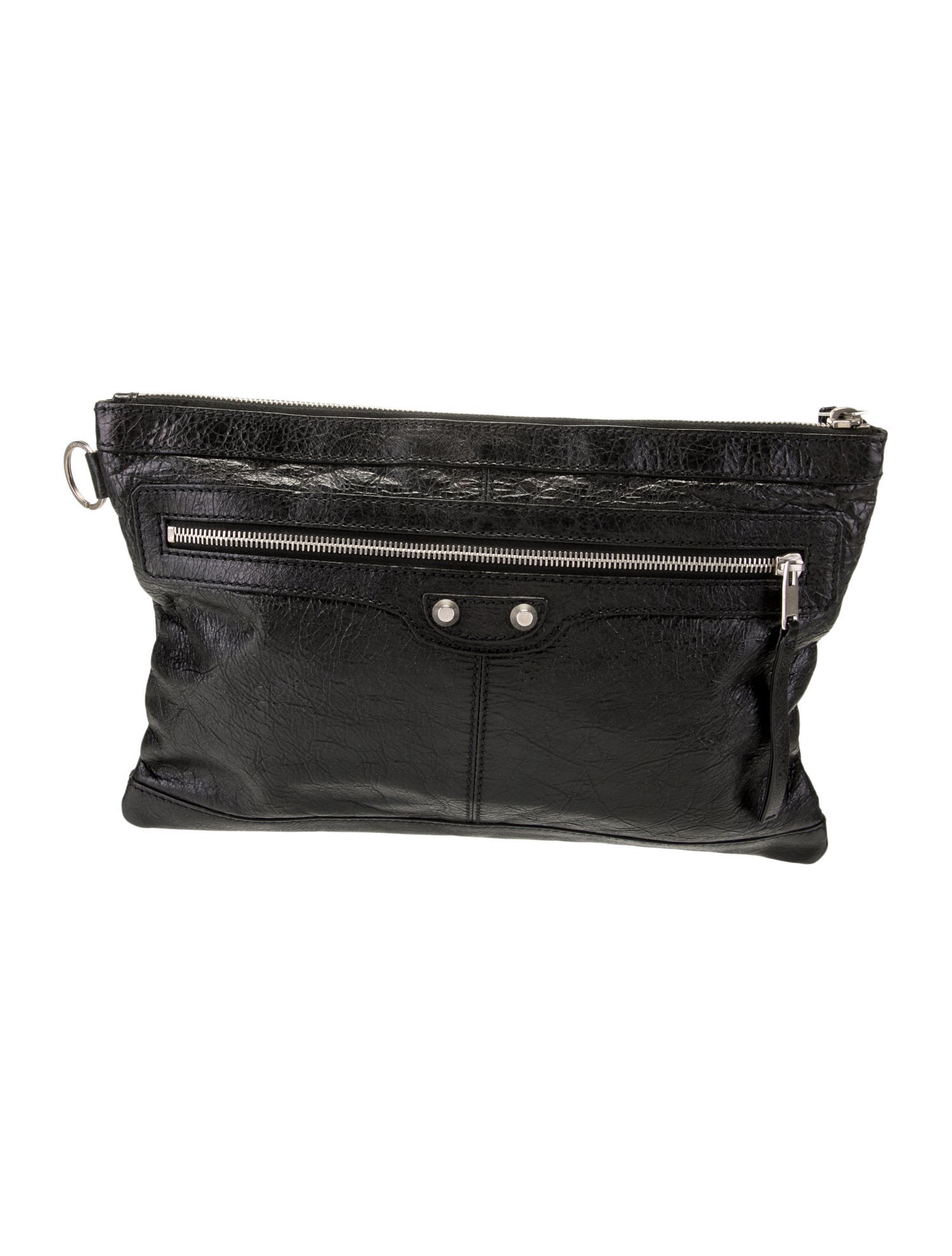 Balenciaga Leather Motocross Clutch Large