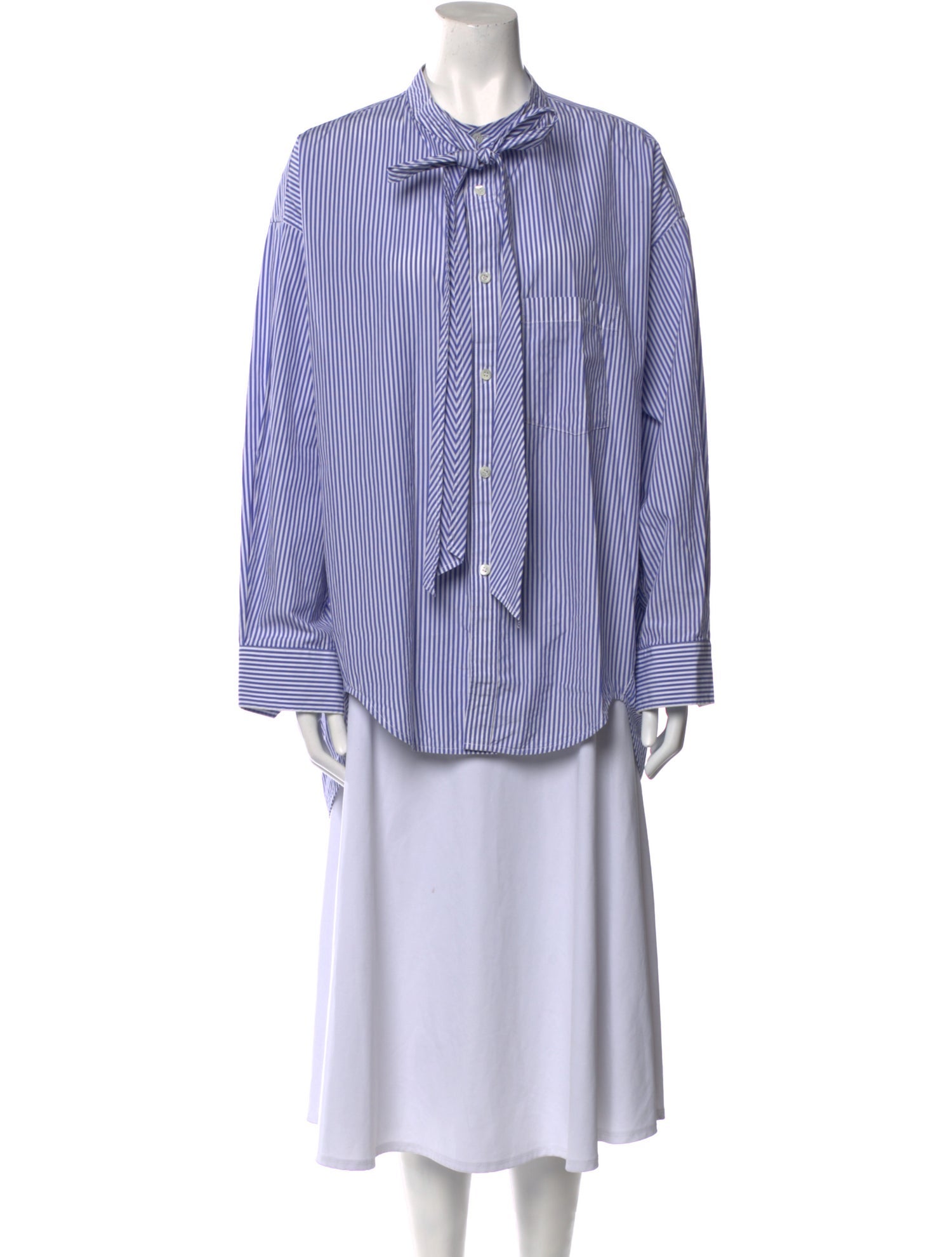 Balenciaga 2018 Striped Button-Up Top