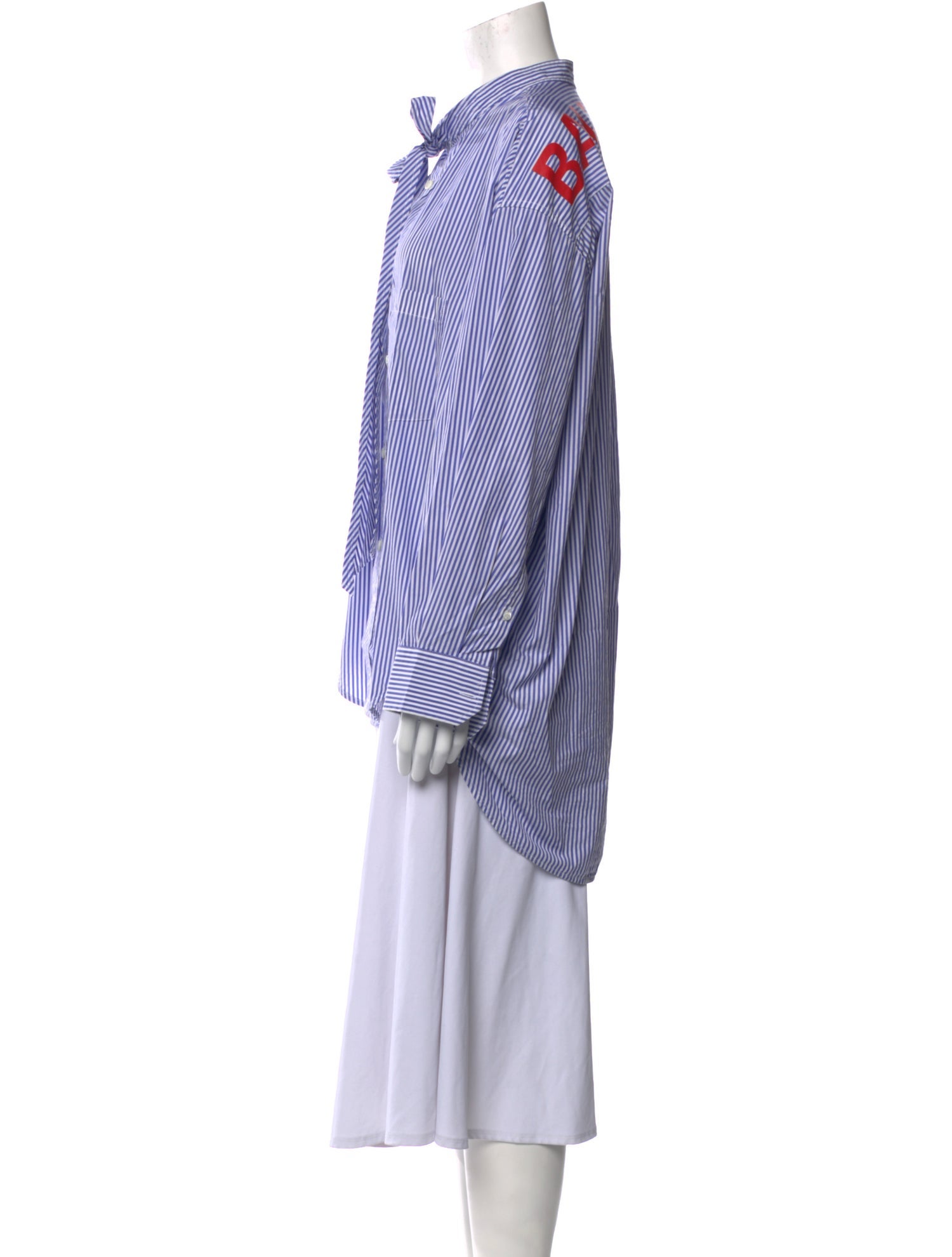 Balenciaga 2018 Striped Button-Up Top