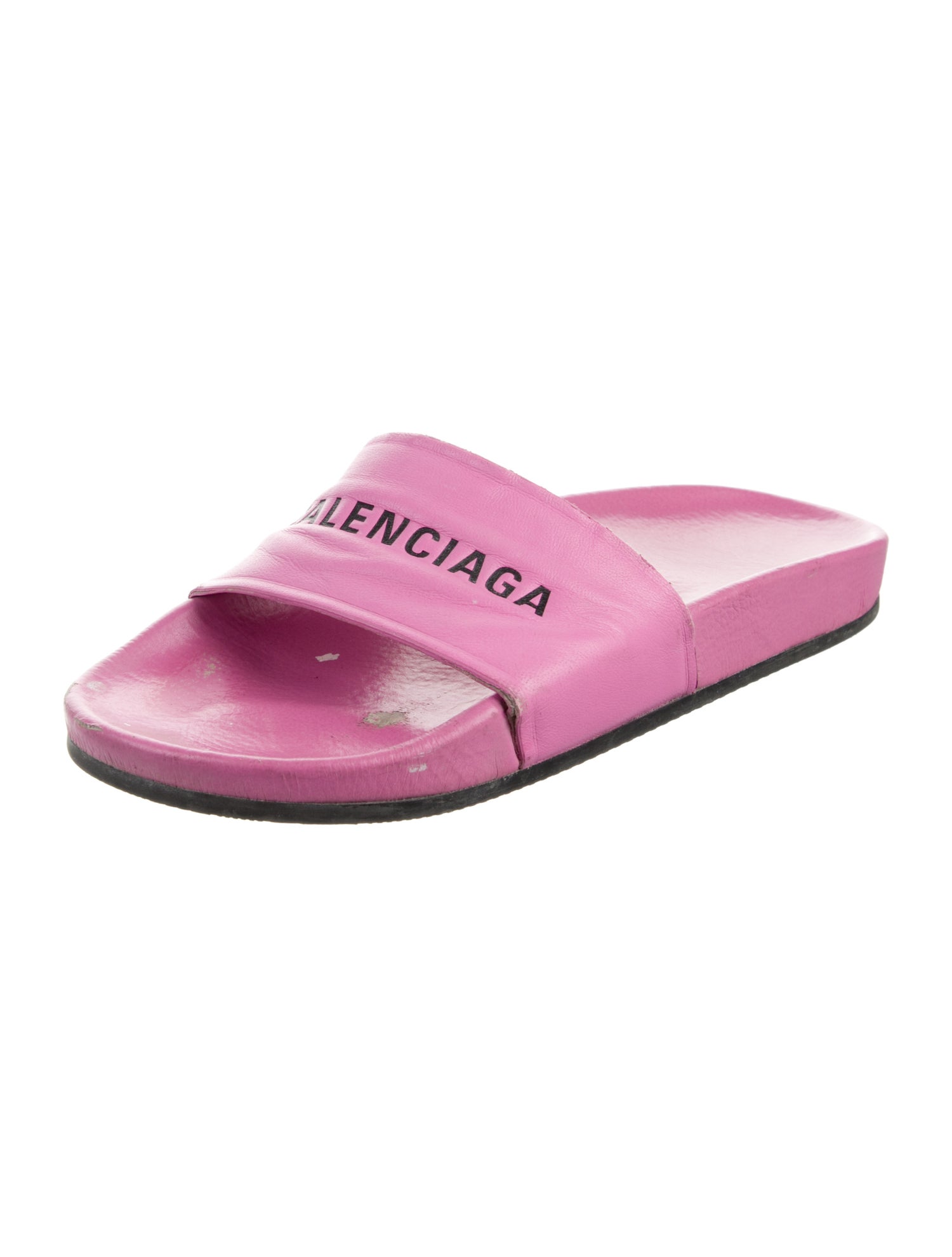 Balenciaga Leather Embroidered Accent Slides