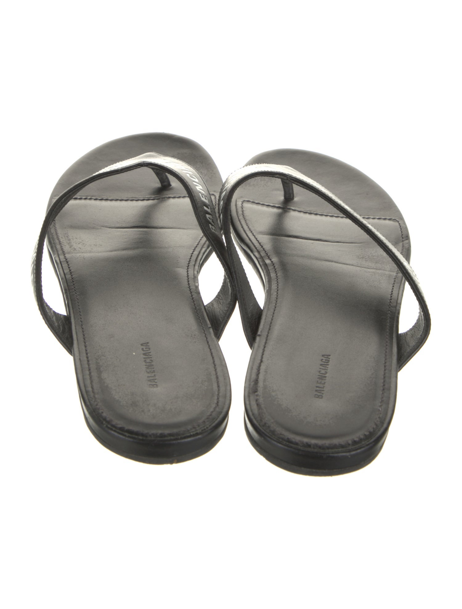 Balenciaga Leather Printed Flip Flops