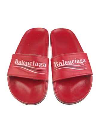 Balenciaga Leather Printed Slides