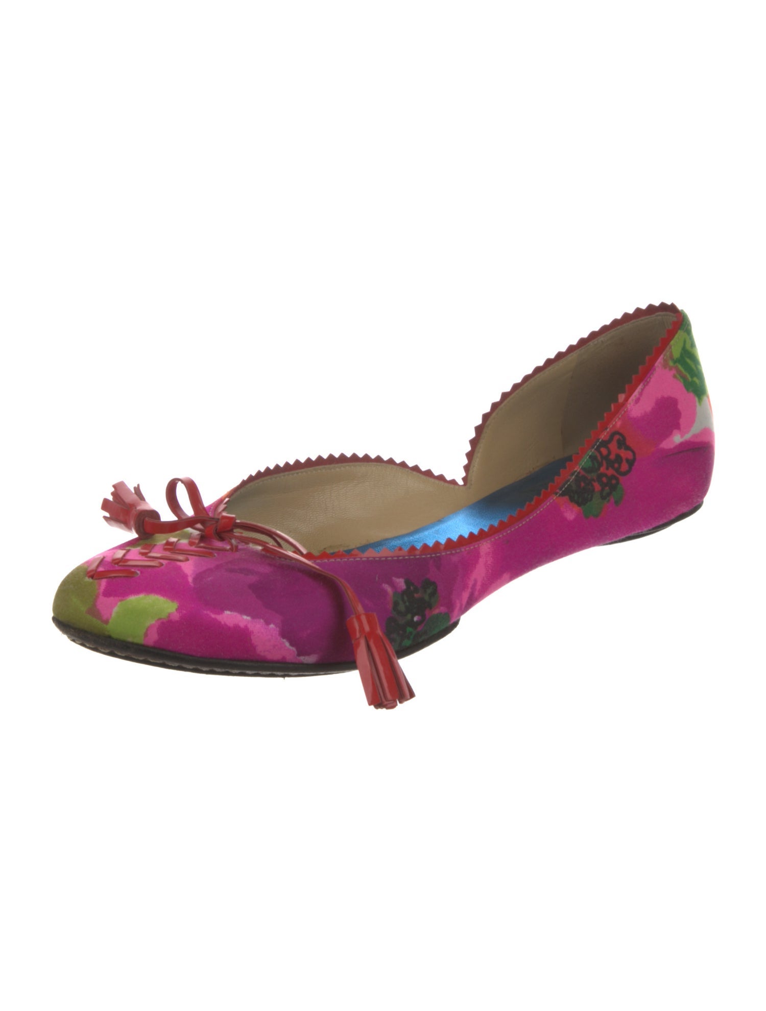 Balenciaga Satin Floral Print D'Orsay Flats