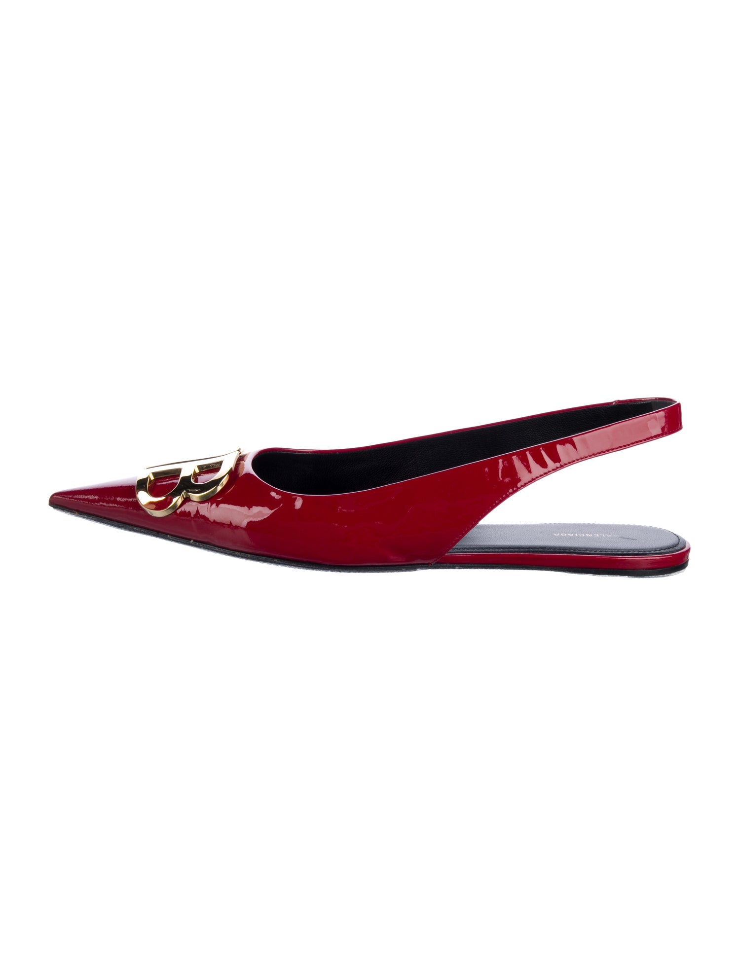 Balenciaga Patent Leather Slingback Flats