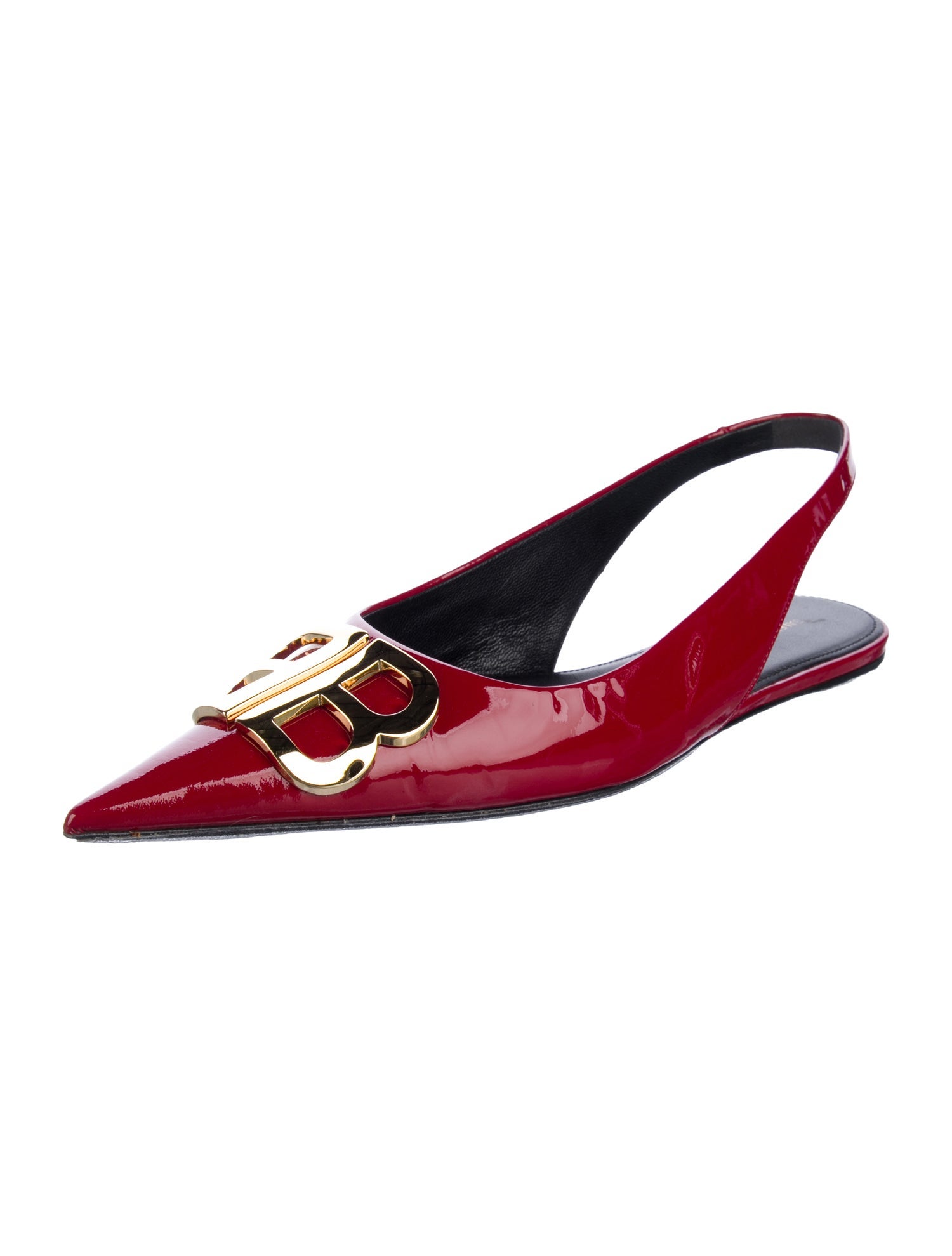 Balenciaga Patent Leather Slingback Flats