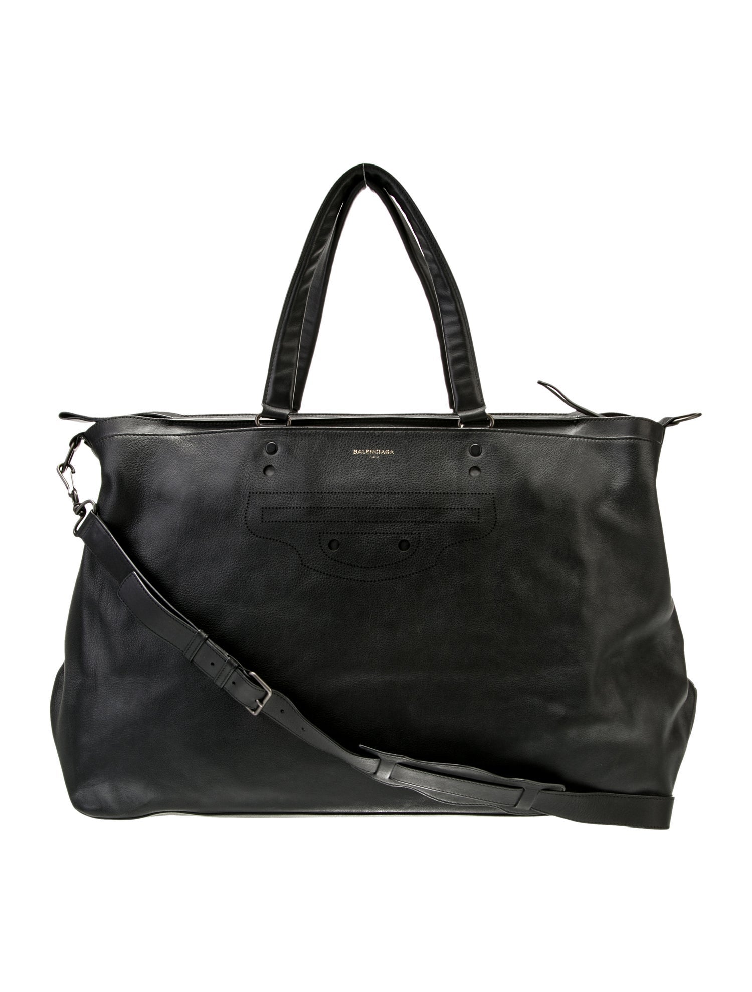 Balenciaga Leather Blackout Weekender