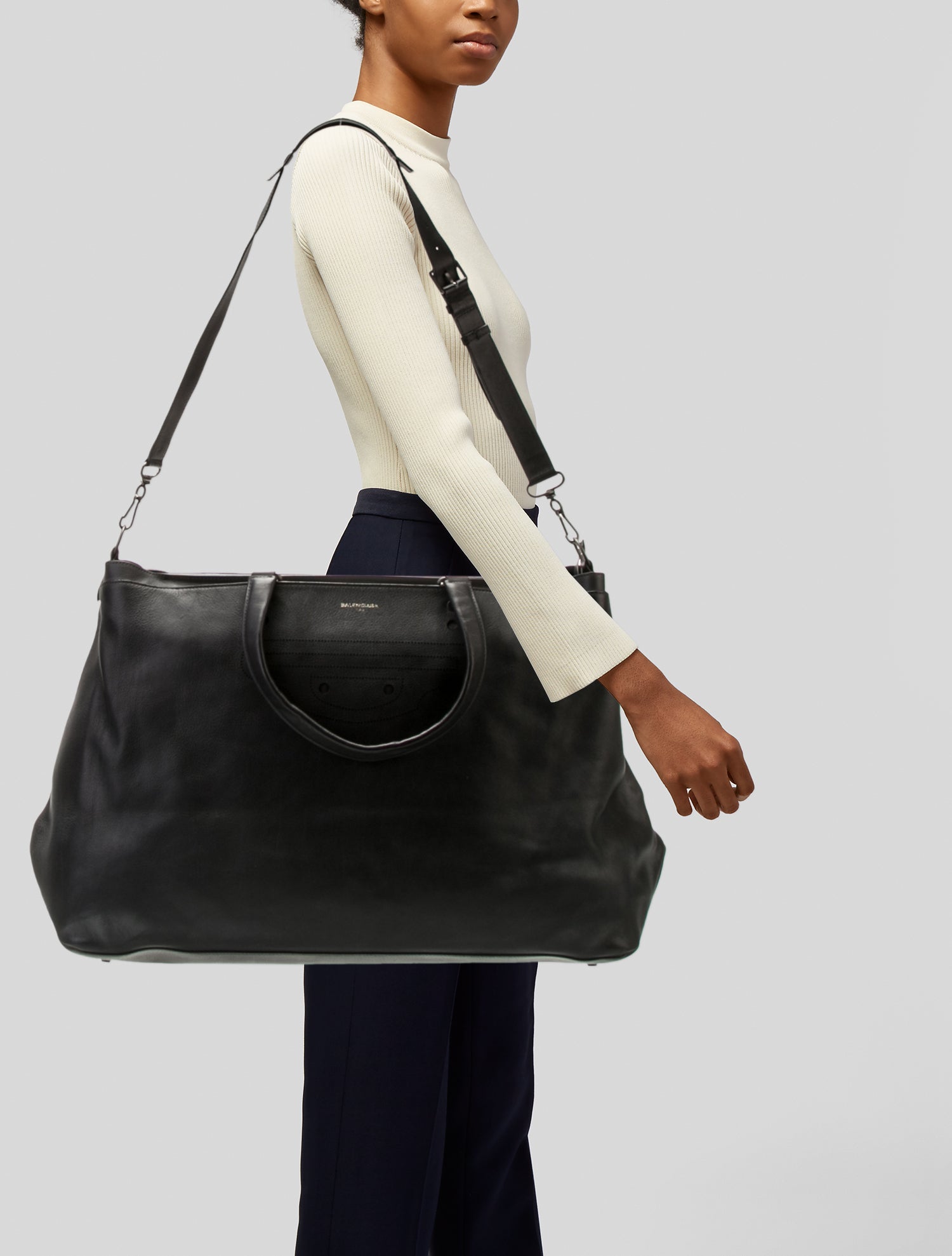 Balenciaga Leather Blackout Weekender