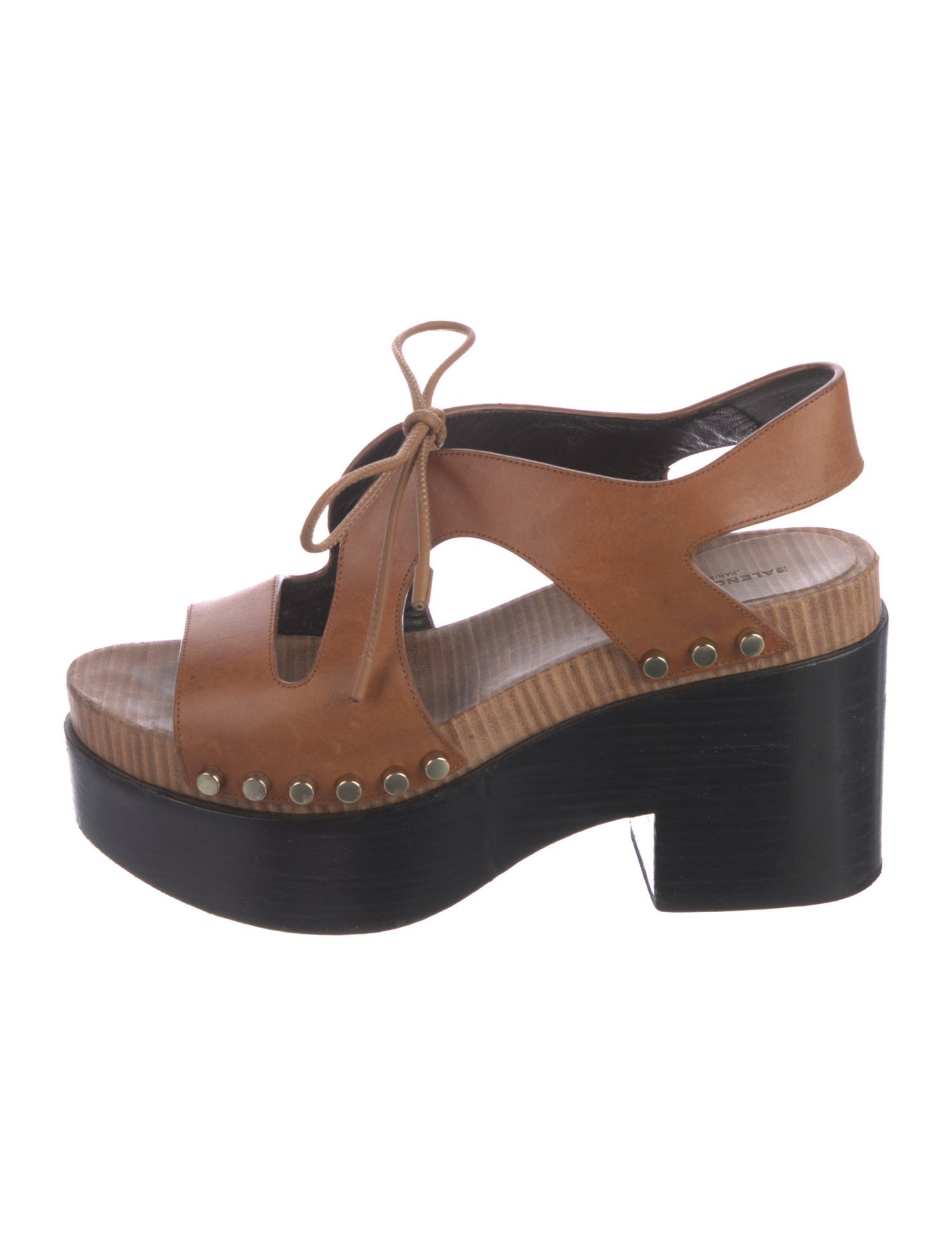 Balenciaga Leather Studded Accents Slingback Sandals