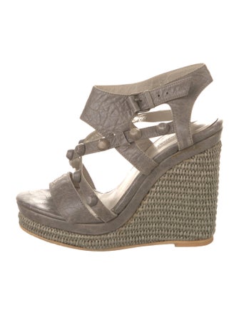 Balenciaga Leather Studded Accents Espadrilles