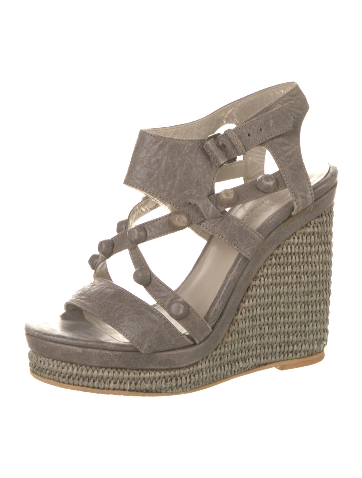 Balenciaga Leather Studded Accents Espadrilles