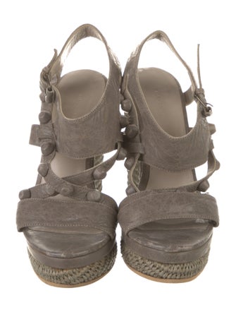 Balenciaga Leather Studded Accents Espadrilles