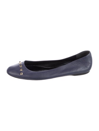 Balenciaga Leather Studded Accents Ballet Flats