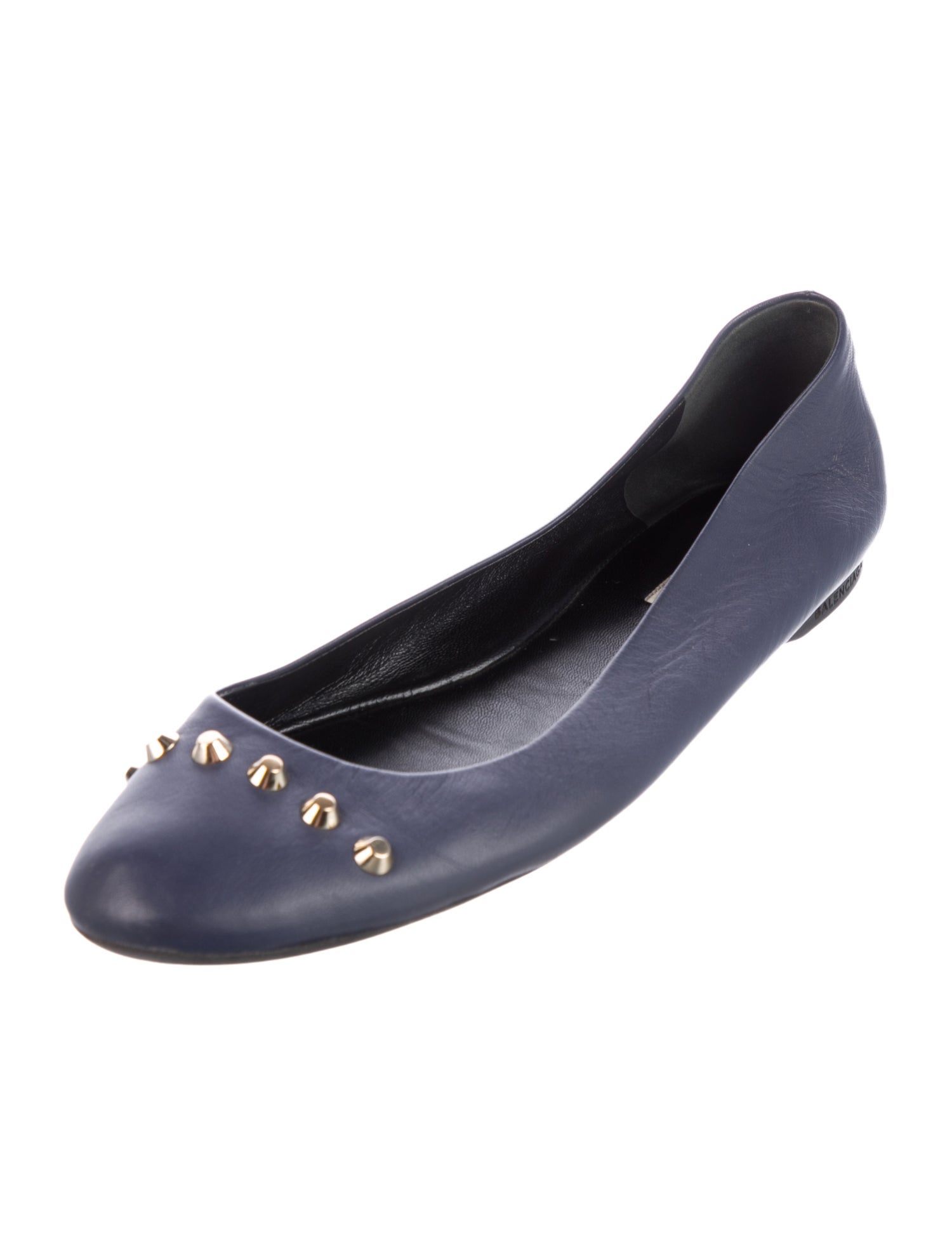 Balenciaga Leather Studded Accents Ballet Flats