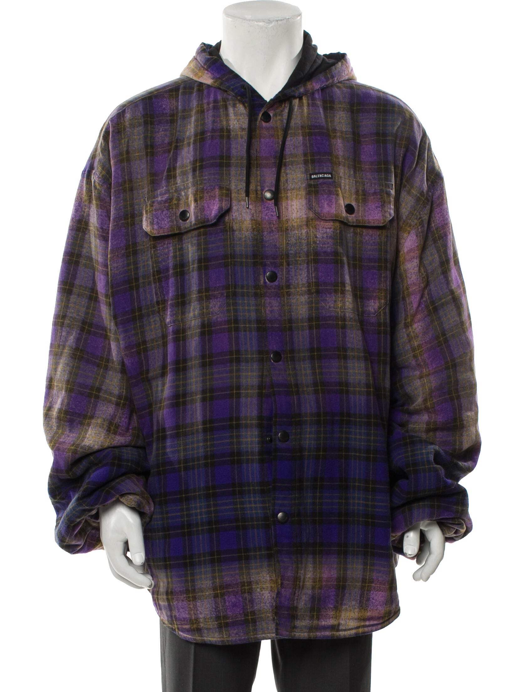 Balenciaga 2022 Unifit Distressed Flannel Windbreaker