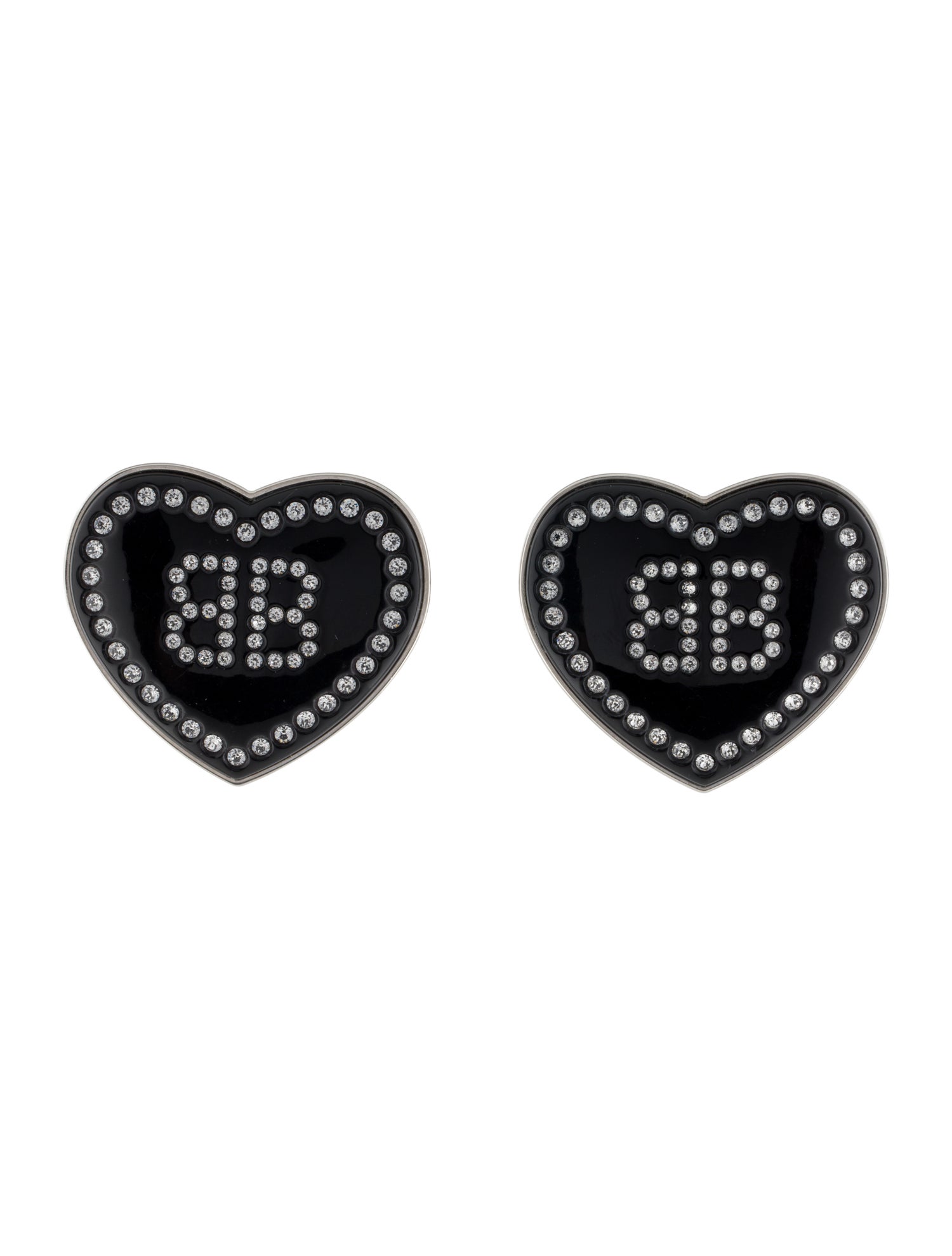 Balenciaga Crystal & Resin Crush BB Stud Earrings