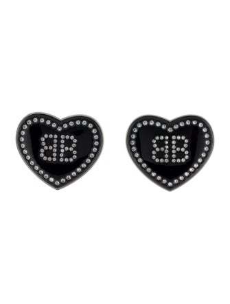 Balenciaga Crystal & Resin Crush BB Stud Earrings