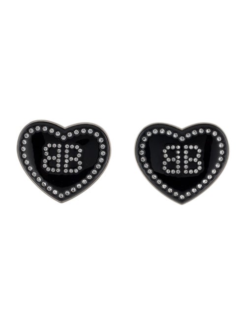 Balenciaga Crystal & Resin Crush BB Stud Earrings