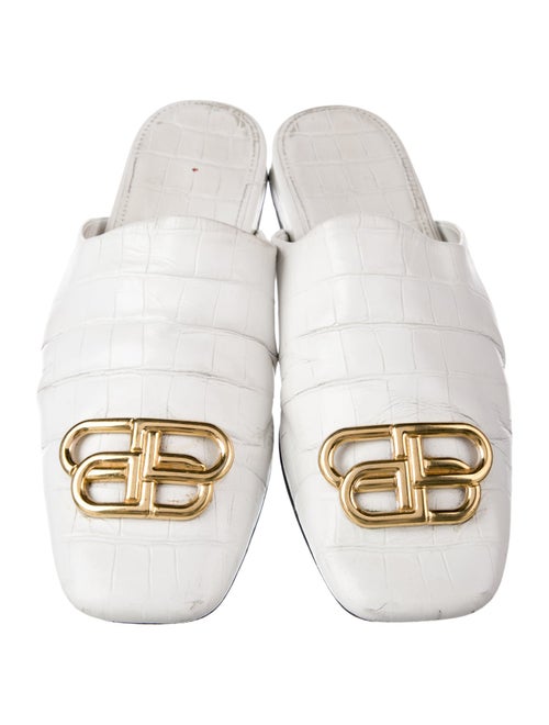 Balenciaga Signature Logo Embossed Leather Mules