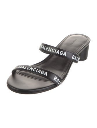 Balenciaga Leather Printed Slides
