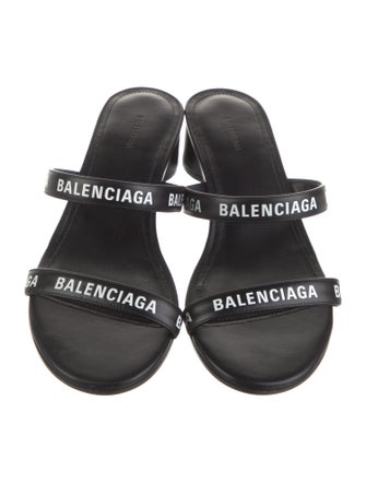 Balenciaga Leather Printed Slides