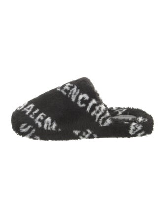Balenciaga Faux Fur Printed Slides