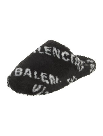 Balenciaga Faux Fur Printed Slides