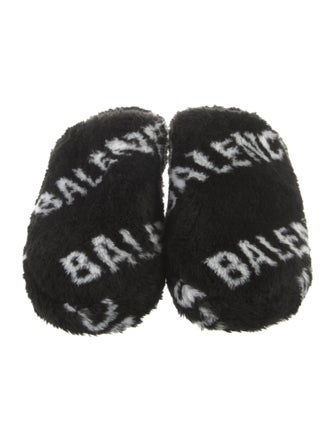Balenciaga Faux Fur Printed Slides