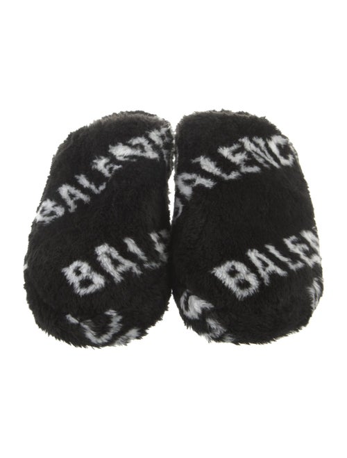 Balenciaga Faux Fur Printed Slides