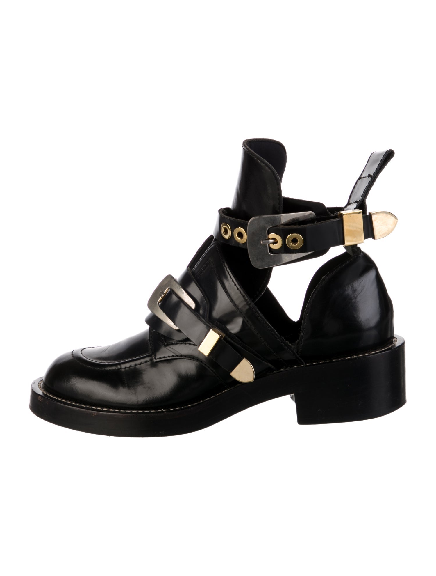Balenciaga Leather Cutout Accent Combat Boots