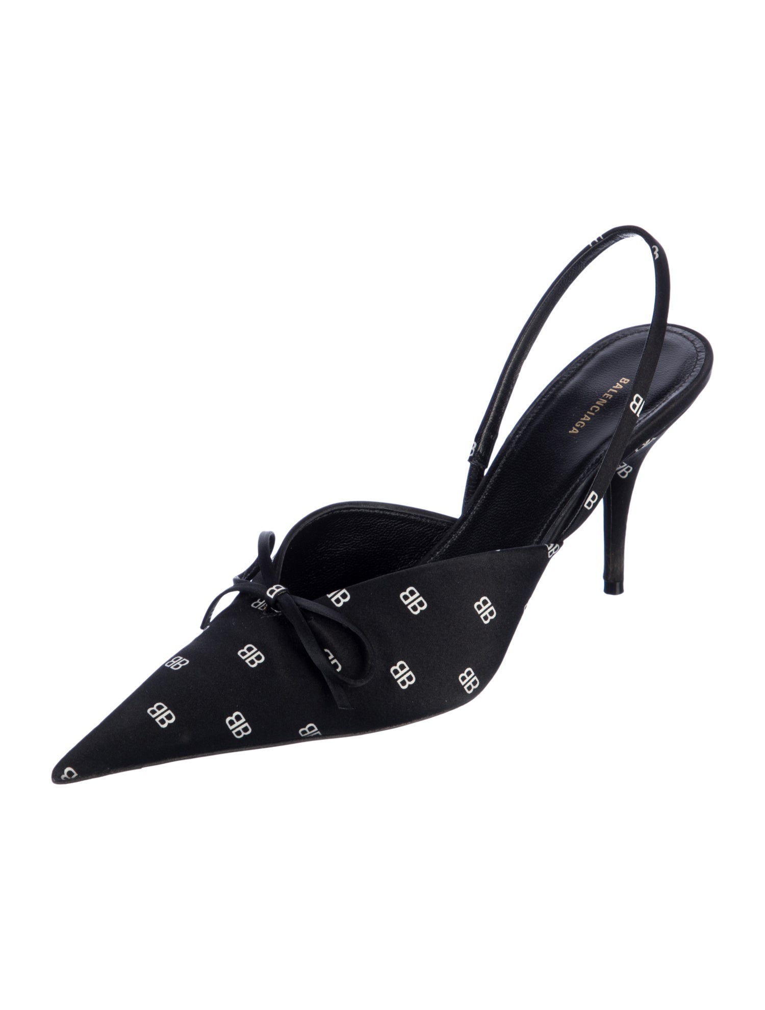 Balenciaga Satin Printed Slingback Pumps