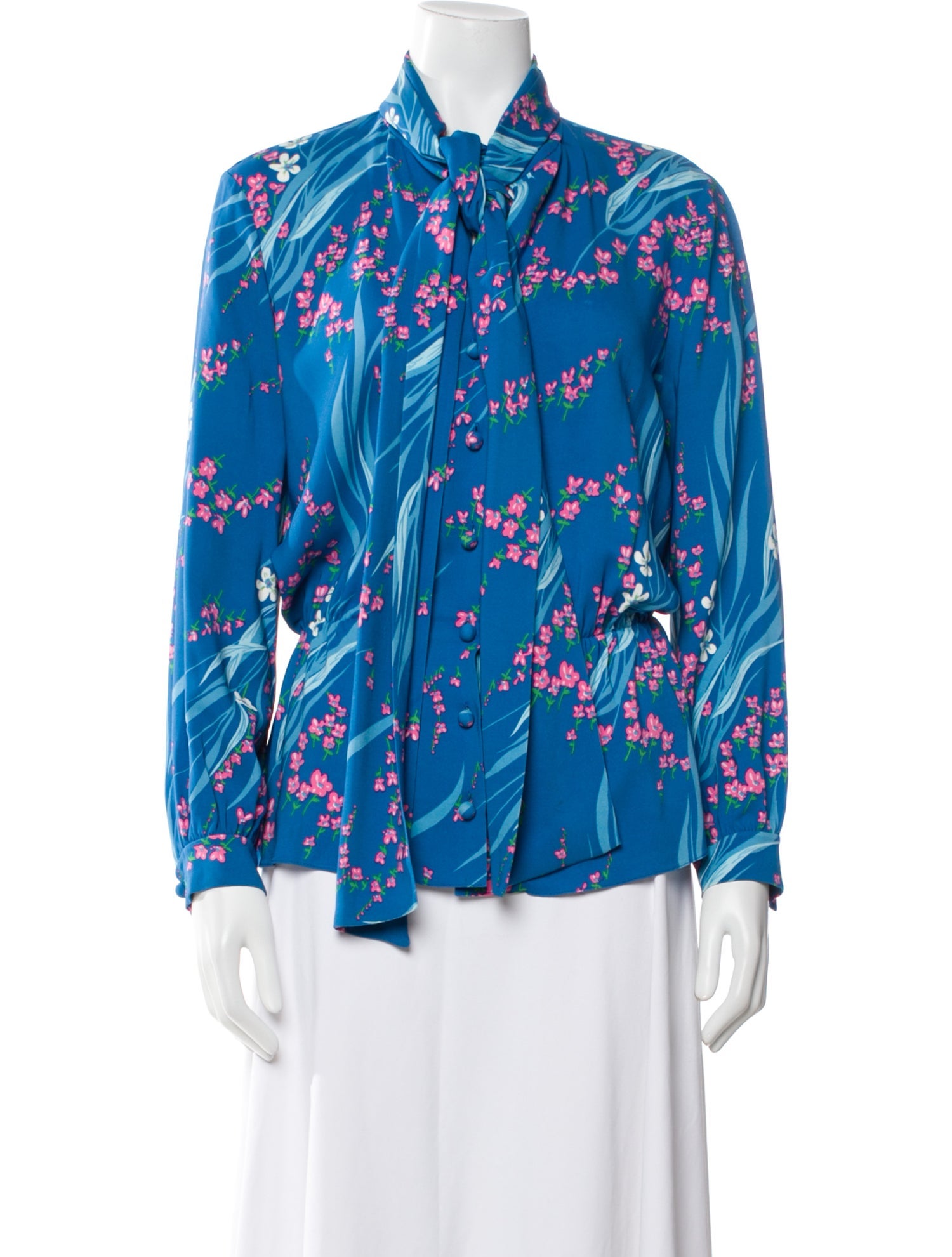 Balenciaga 2017 Floral Print Button-Up Top