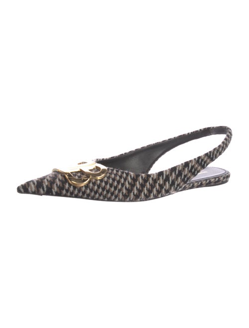 Balenciaga Tweed Houndstooth Print Slingback Flats