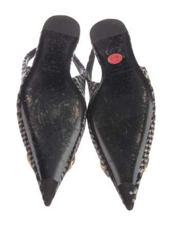 Balenciaga Tweed Houndstooth Print Slingback Flats