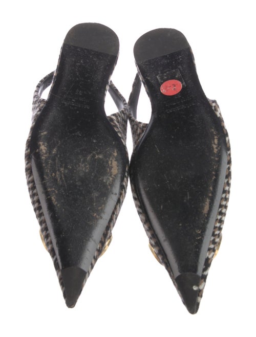 Balenciaga Tweed Houndstooth Print Slingback Flats