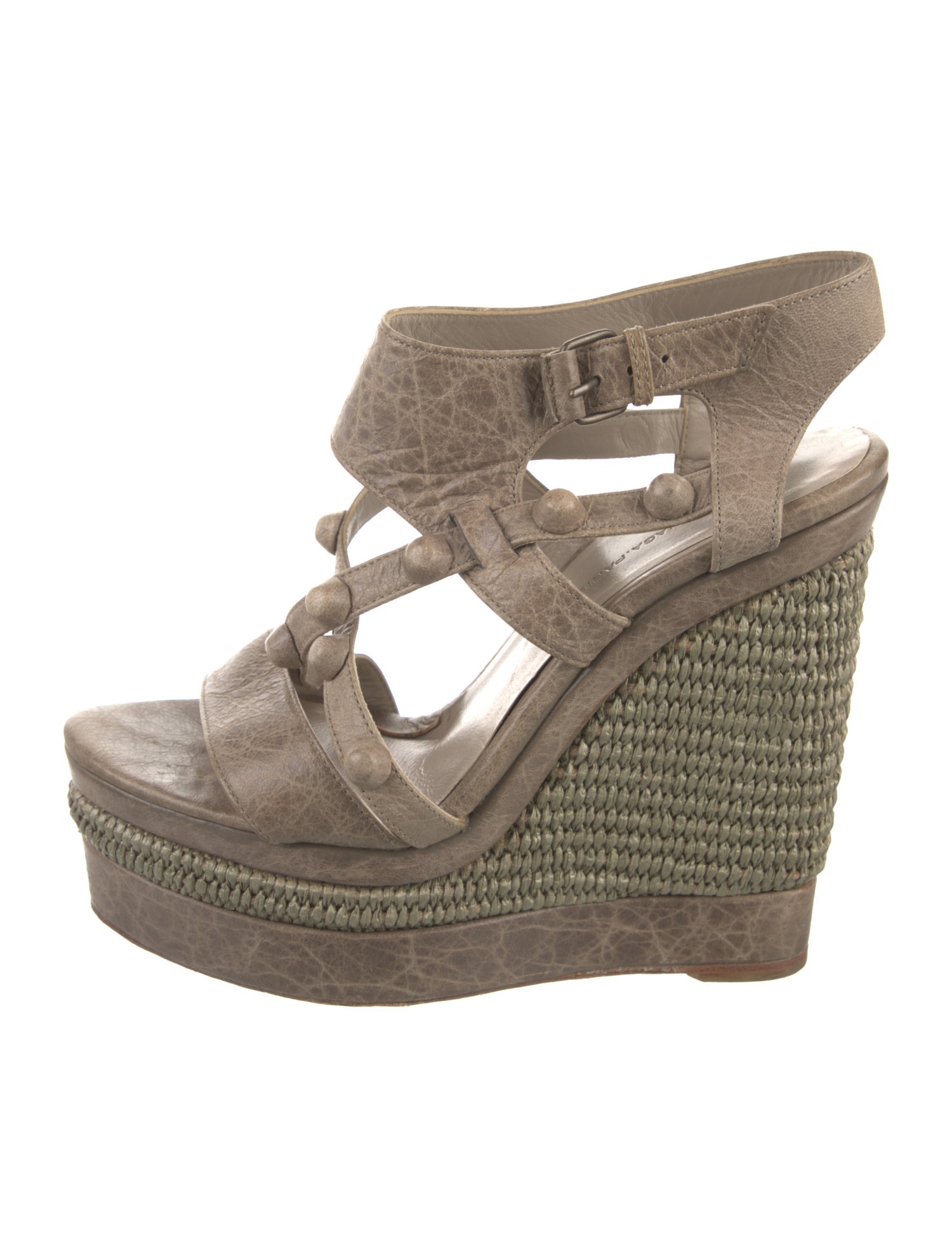 Balenciaga Leather Studded Accents Espadrilles