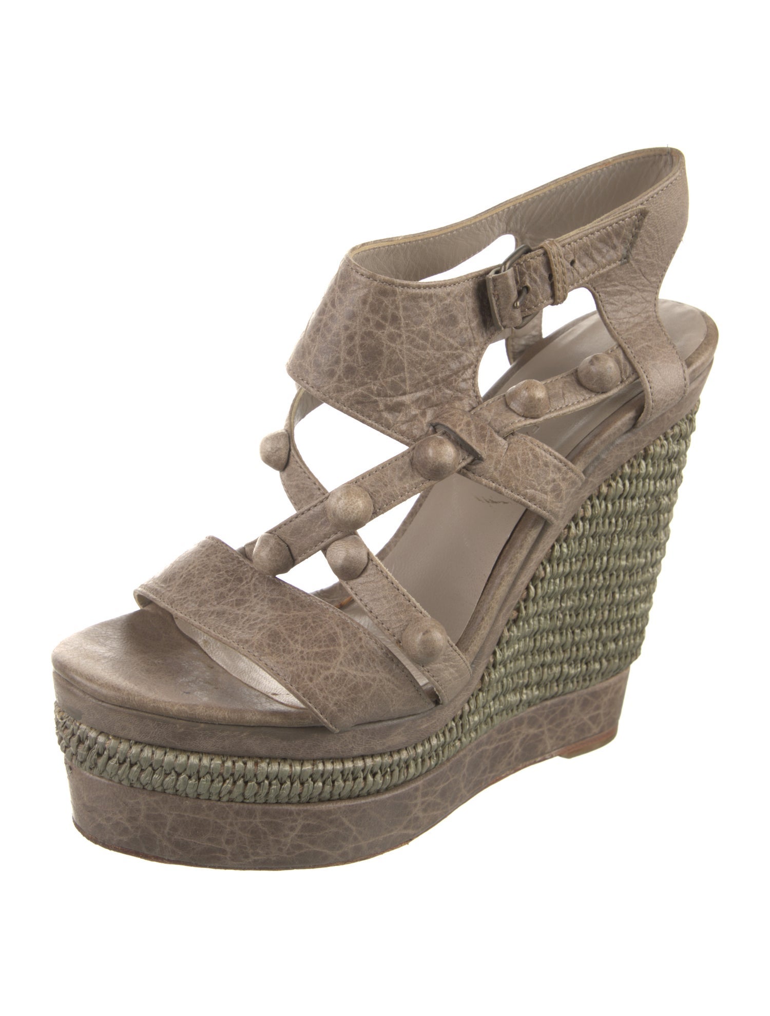 Balenciaga Leather Studded Accents Espadrilles