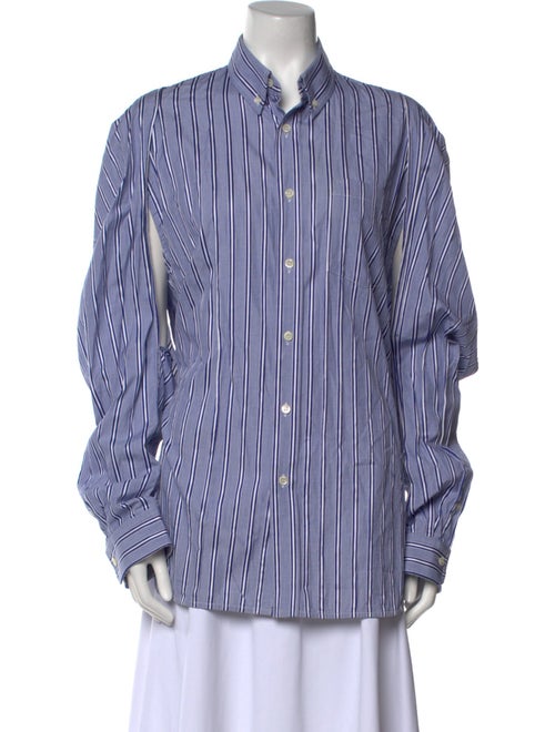Balenciaga 2017 Striped Button-Up Top