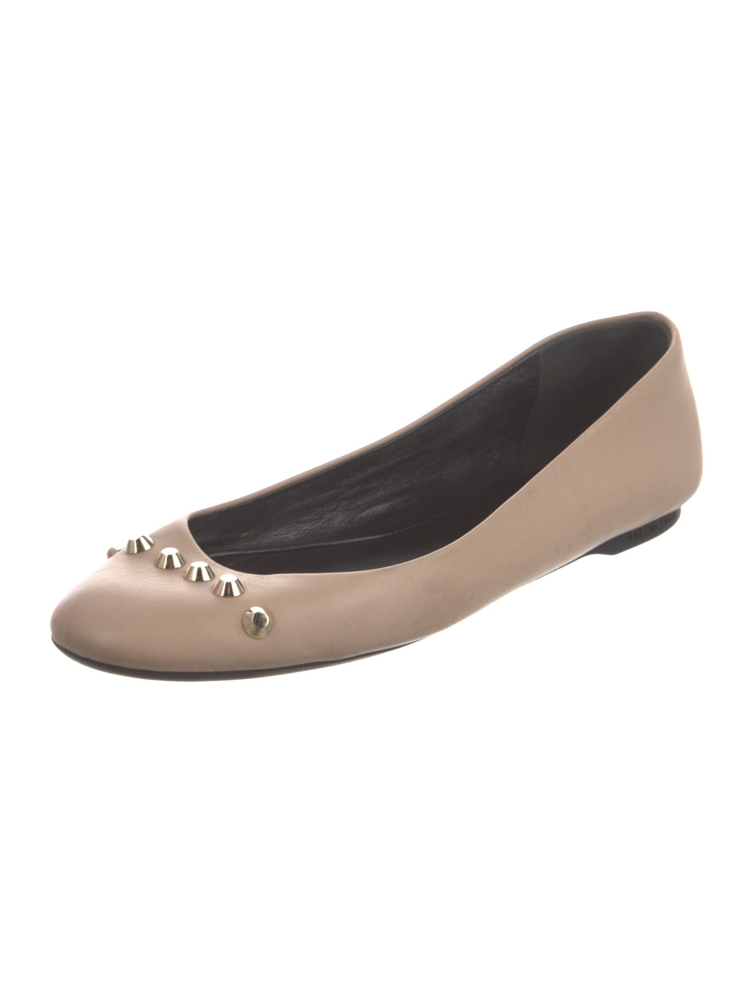 Balenciaga Leather Studded Accents Ballet Flats