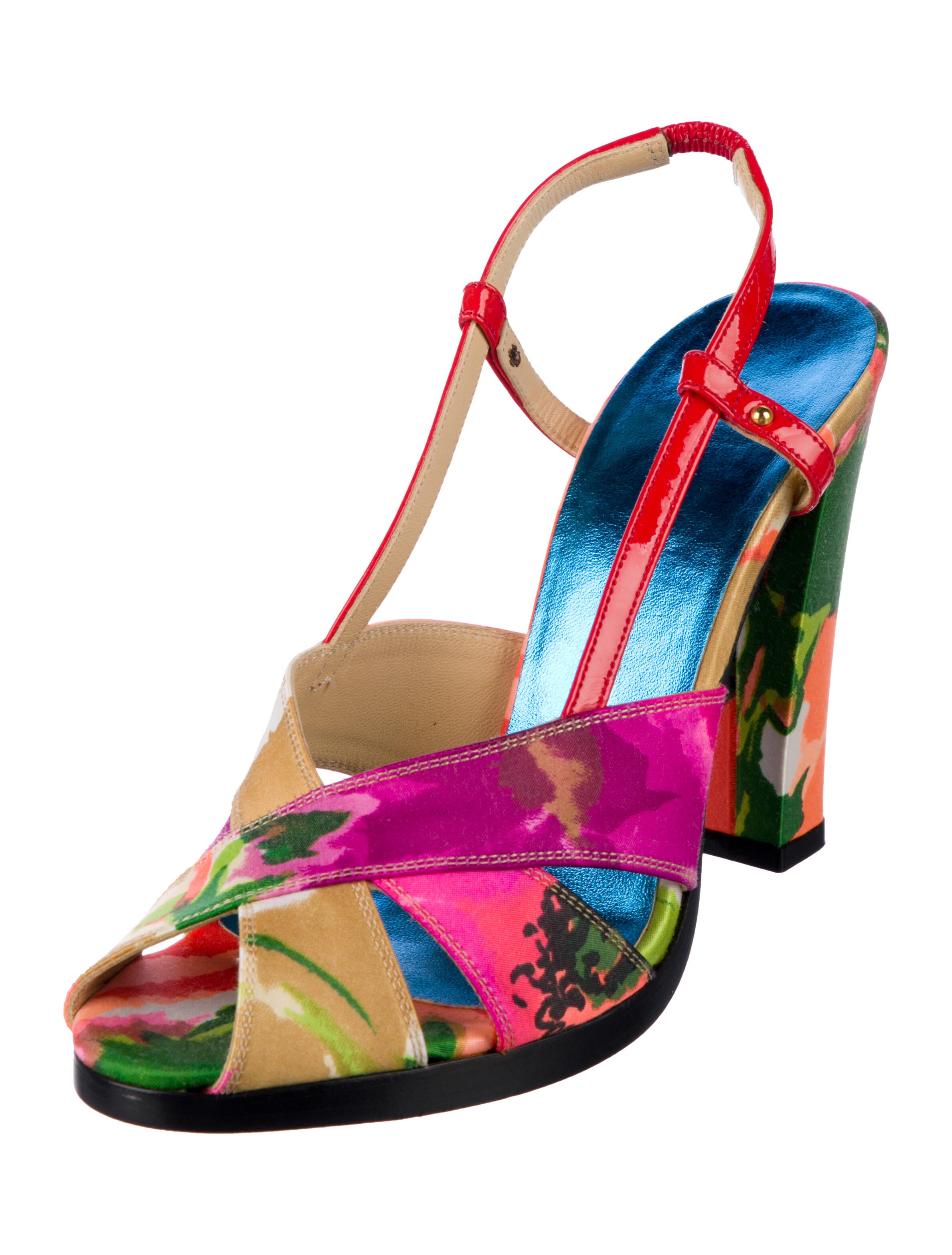 Balenciaga Satin Printed Slingback Pumps