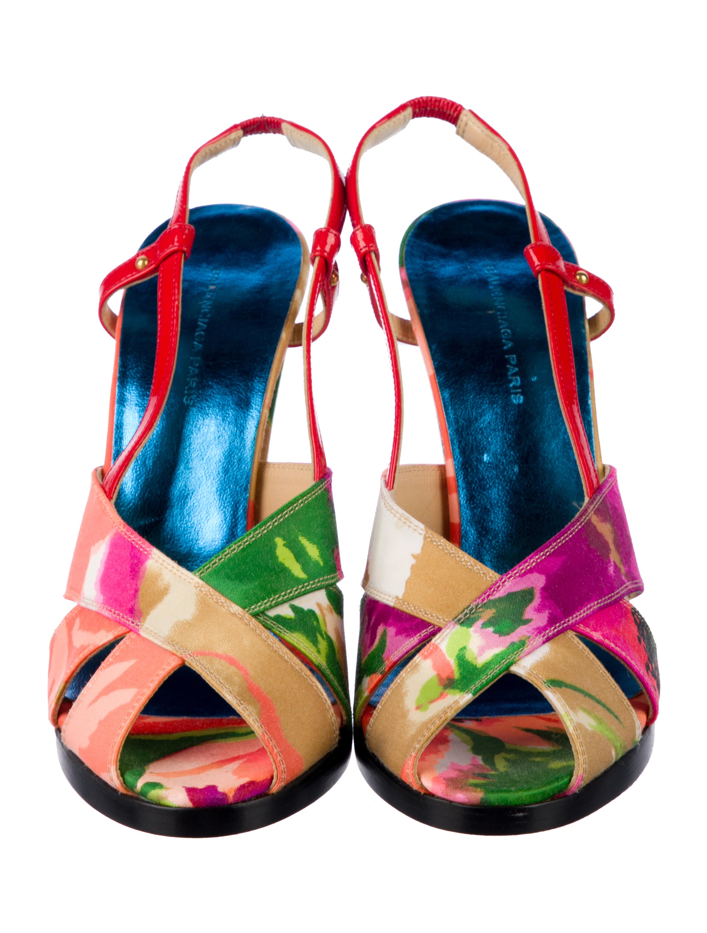 Balenciaga Satin Printed Slingback Pumps