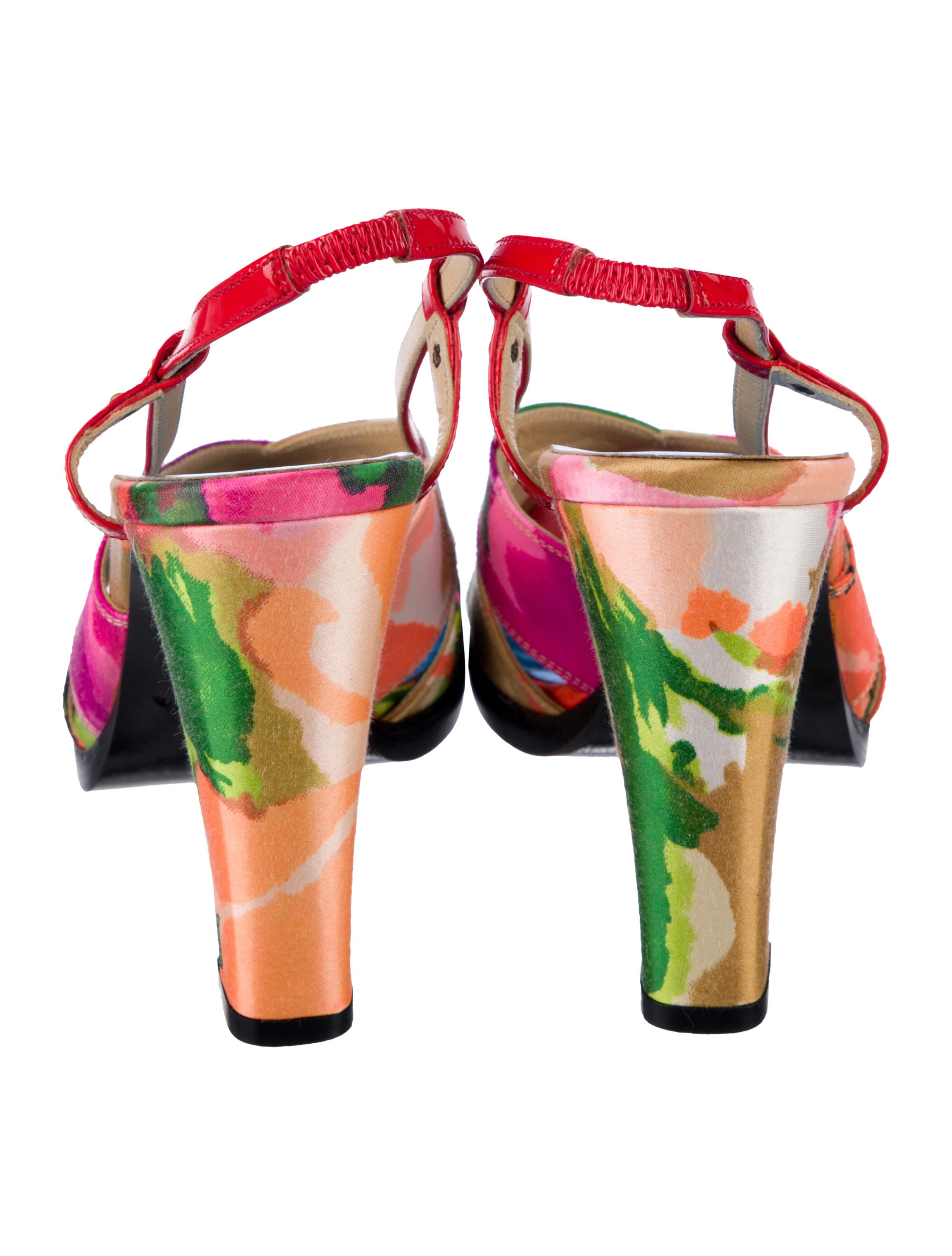 Balenciaga Satin Printed Slingback Pumps