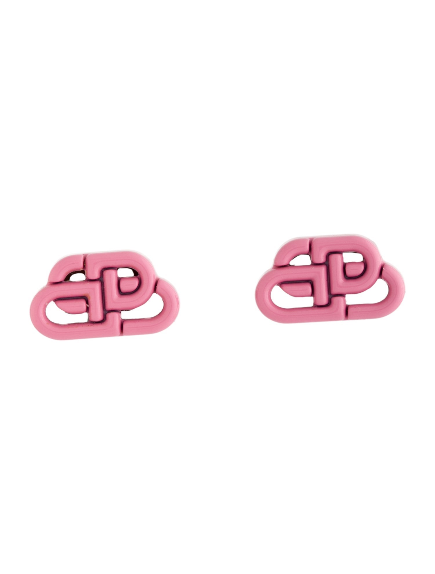 Balenciaga Enamel Interlocking BB Logo Stud Earrings