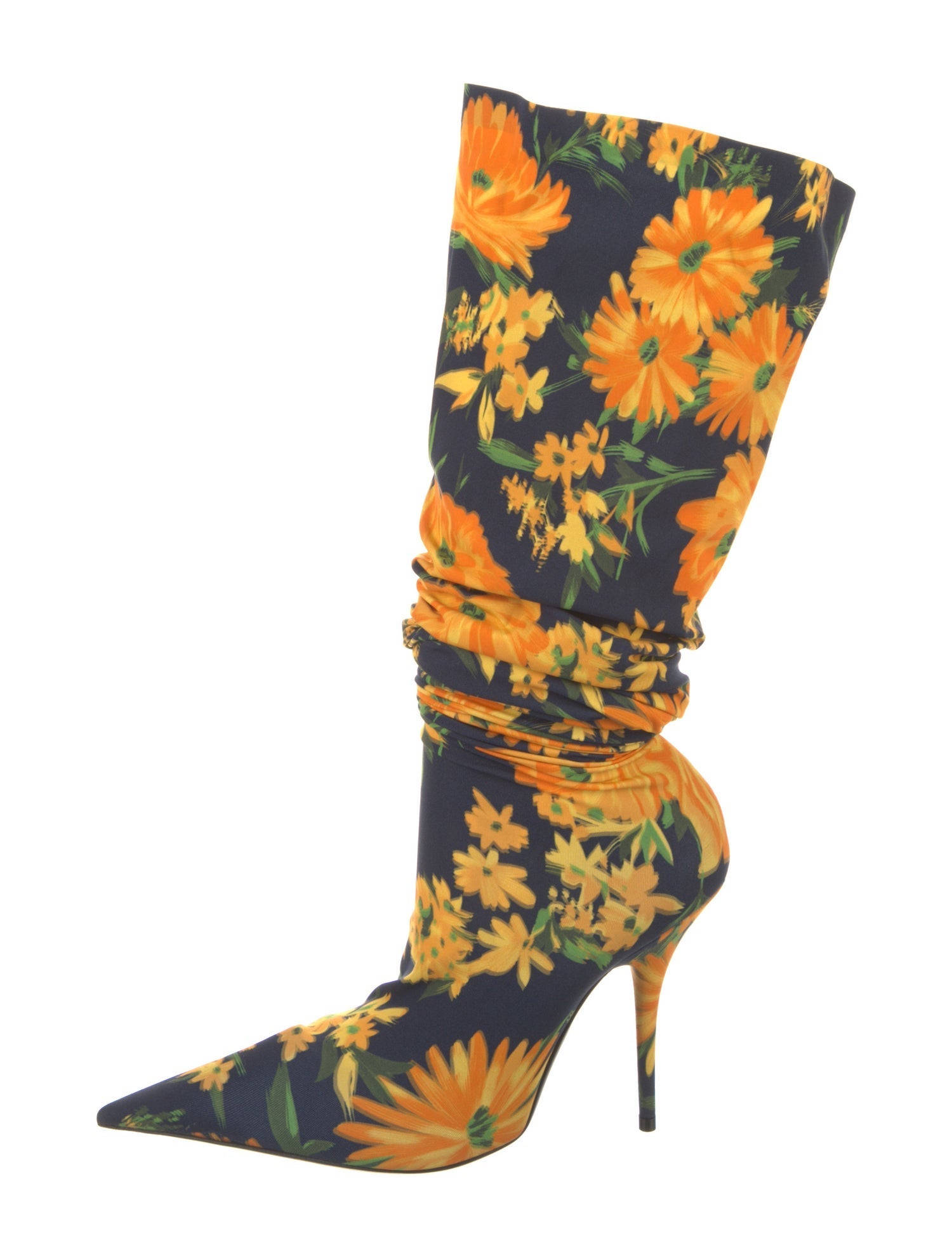Balenciaga Neoprene Floral Print Boots