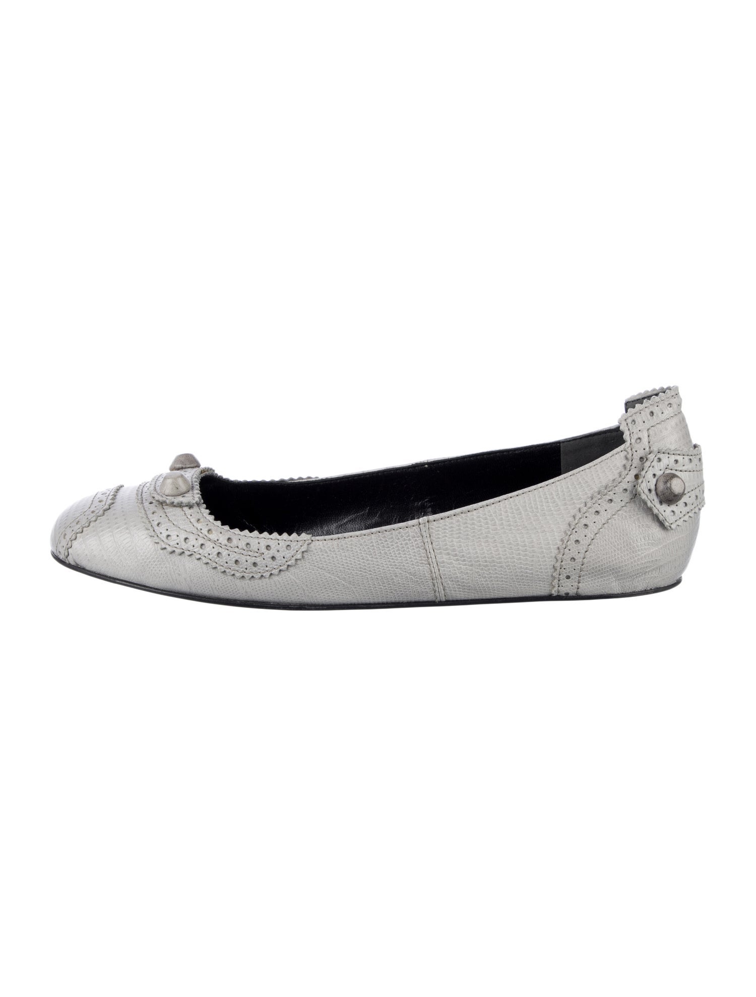 Balenciaga Leather Studded Accents Ballet Flats